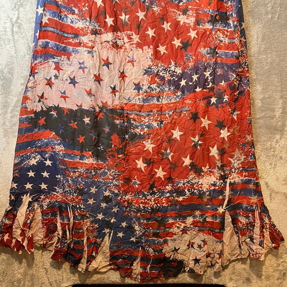 Y2K USA Flag Dress Patriotic Star Indie Sleeveless Festival Fit Americana XL - Picture 4 of 8